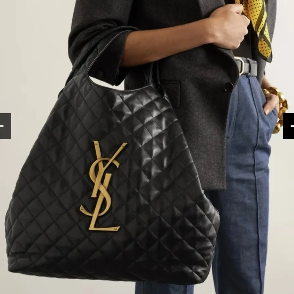 YSL Saint Laurent Black Quilted Leather Maxi Icare Shopping Tote - Picture 6 of 8